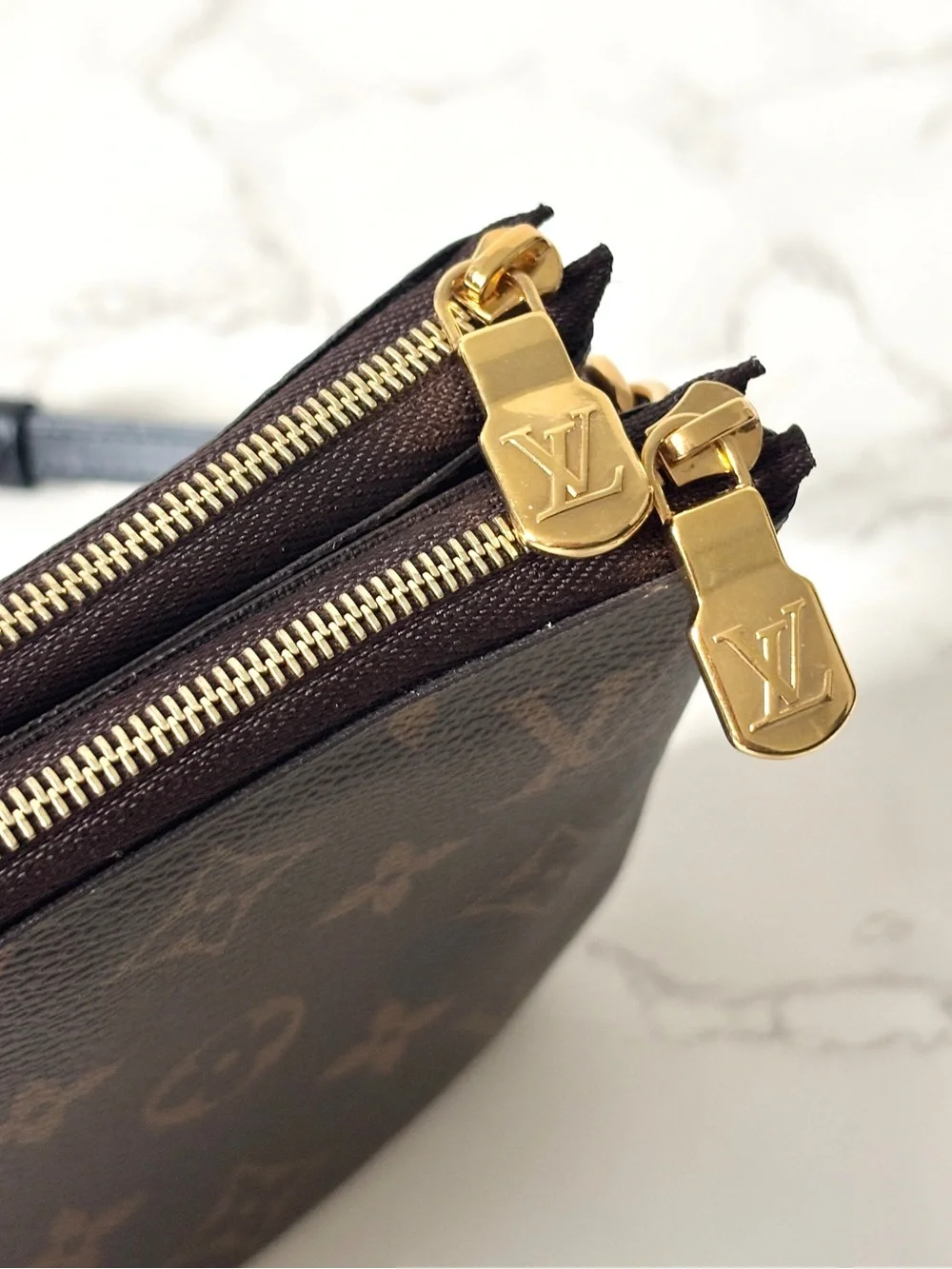 Louis Vuitton Double Zip Pochette Handbag Giant Reverse Monogram